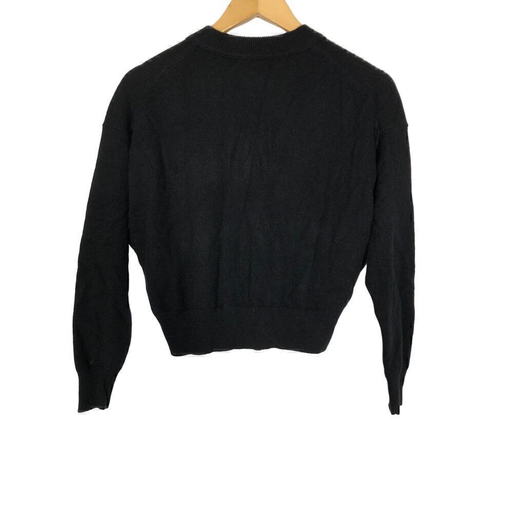 Madewell (Re)sponsible Sweater Cashmere V-Neck Pullover Crop True Black NWT XXS - Picture 3 of 9